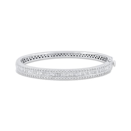 Baguette & Round-Cut Diamond Bangle Bracelet 3 ct tw 10K White Gold