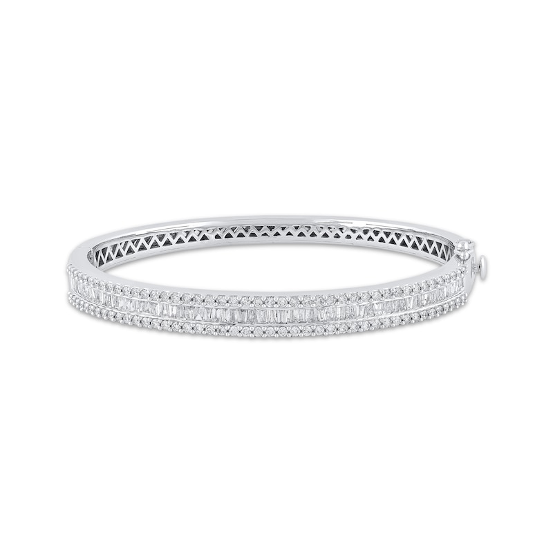 Baguette & Round-Cut Diamond Bangle Bracelet 3 ct tw 10K White Gold