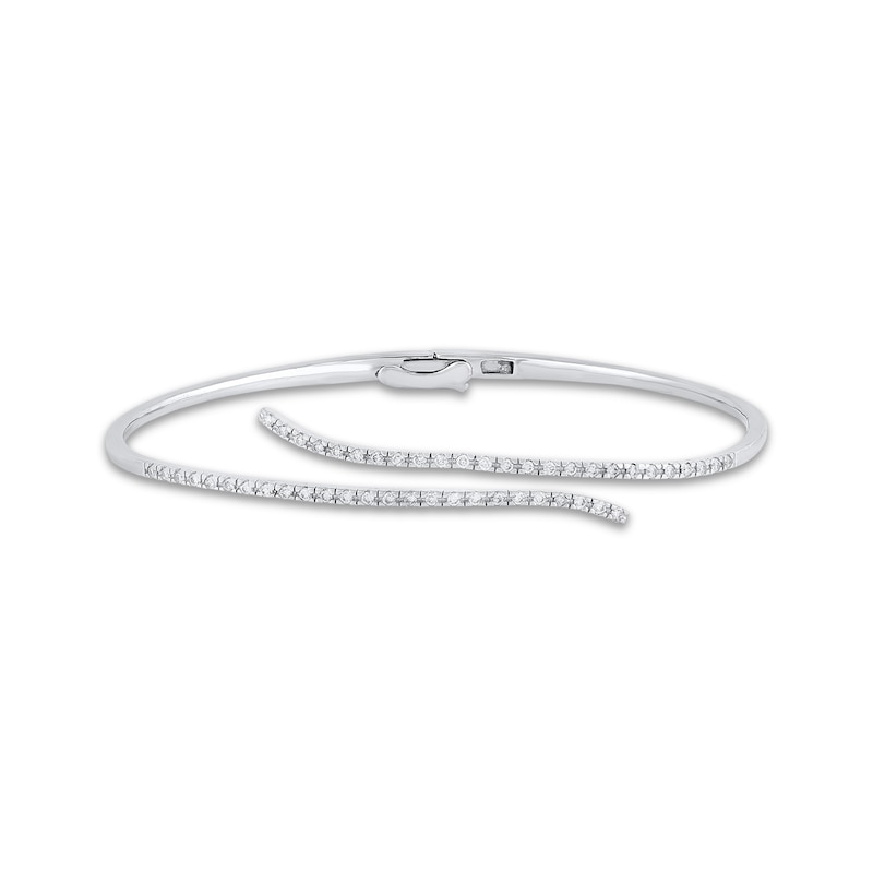 Diamond Bypass Bangle Bracelet 1/2 ct tw Sterling Silver