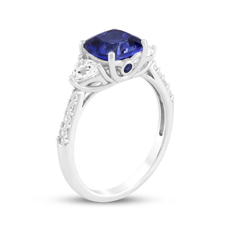 Main Image 2 of Cushion-Cut Blue Lab-Created Sapphire & White Lab-Created Sapphire Ring Sterling Silver