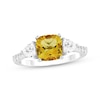 Thumbnail Image 1 of Cushion-Cut Citrine & White Lab-Created Sapphire Ring Sterling Silver