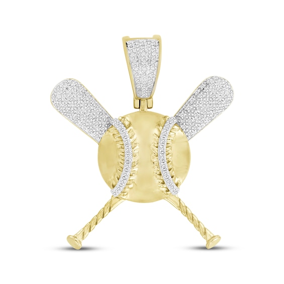 Men's Diamond Baseball & Bats Charm 1/5 ct tw 10K Yellow Gold