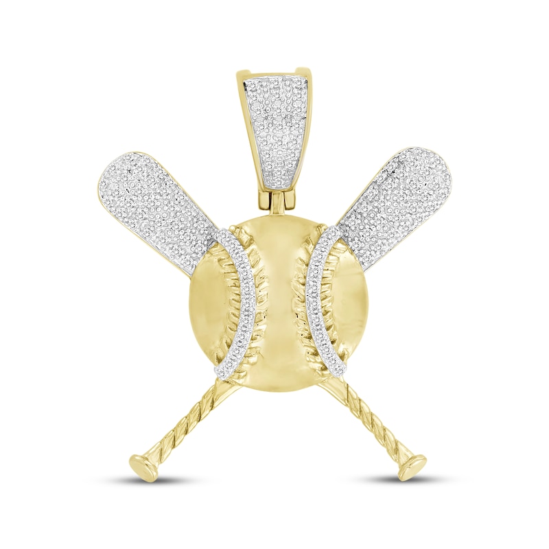 Main Image 1 of Men's Diamond Baseball & Bats Charm 1/5 ct tw 10K Yellow Gold