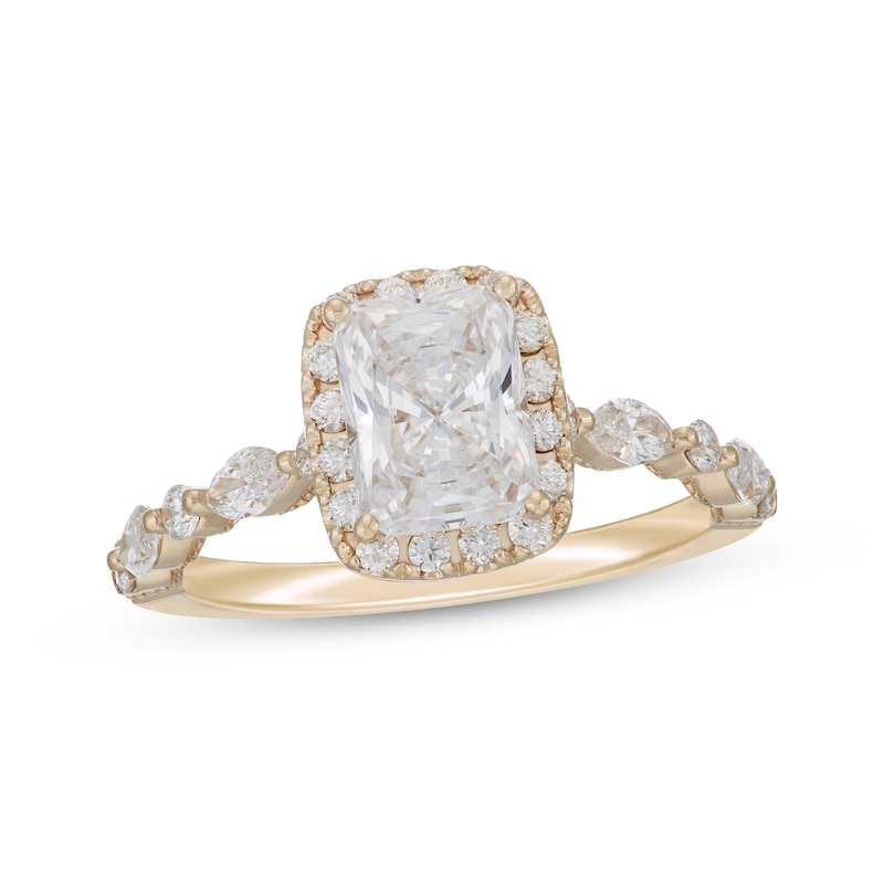 Neil Lane Artistry Radiant-Cut Lab-Created Diamond Halo Engagement Ring 1-3/4 ct tw 14K Yellow Gold