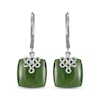 Thumbnail Image 2 of Cushion-Shaped Nephrite Jade Lucky Knot Drop Earrings Sterling Silver