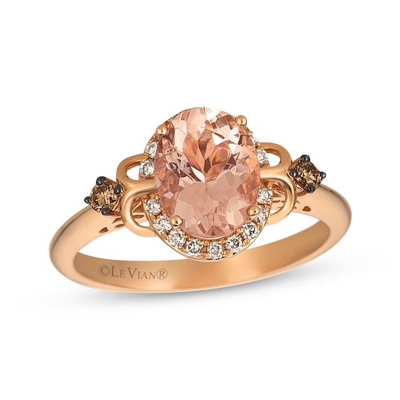Le Vian Oval-Cut Morganite Ring 1/5 ct tw Diamonds 14K Strawberry Gold