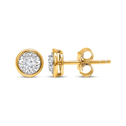 Round-Cut Diamond Bezel-Look Solitaire Stud Earrings 1/8 ct tw 10K Yellow Gold (J/I3)