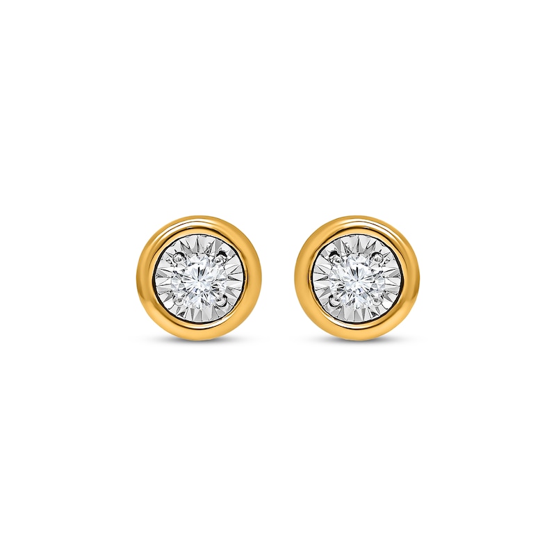 Round-Cut Diamond Bezel-Look Solitaire Stud Earrings 1/8 ct tw 10K Yellow Gold (J/I3)