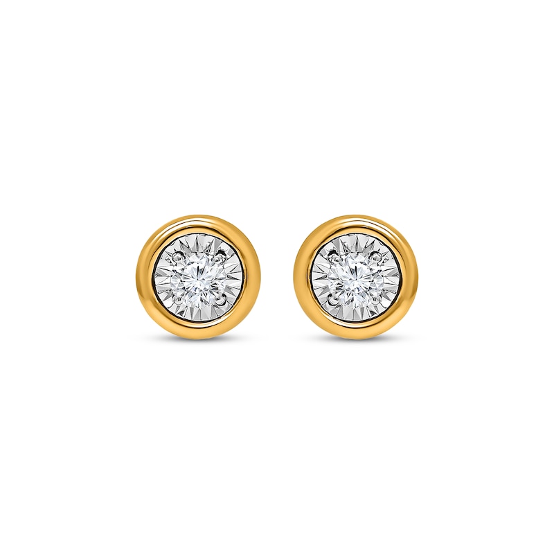 Main Image 2 of Round-Cut Diamond Bezel-Look Solitaire Stud Earrings 1/8 ct tw 10K Yellow Gold (J/I3)