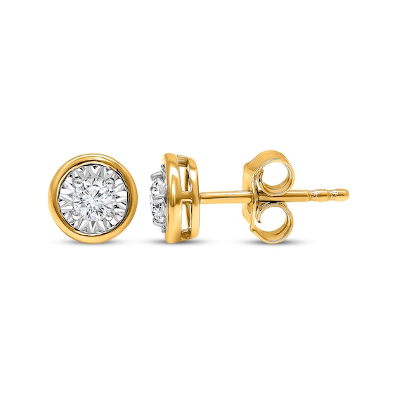 Round-Cut Diamond Bezel-Look Solitaire Stud Earrings 1/4 ct tw 10K Yellow Gold (J/I3)