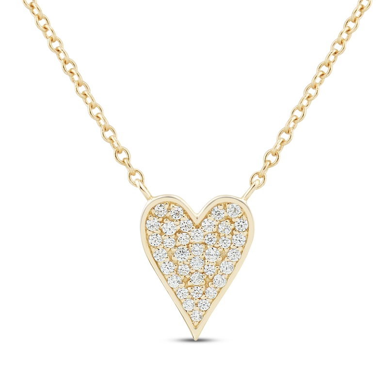 Main Image 1 of Multi-Diamond Elongated Heart Necklace 1/10 ct tw 10K Yellow Gold
