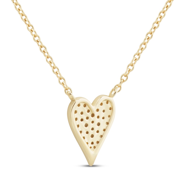 Main Image 3 of Multi-Diamond Elongated Heart Necklace 1/10 ct tw 10K Yellow Gold