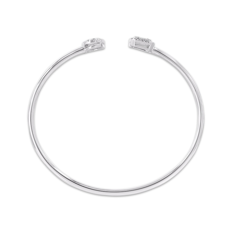 Baguette & Round-Cut Multi-Diamond Flex Cuff Bangle 1/2 ct tw 10K White Gold