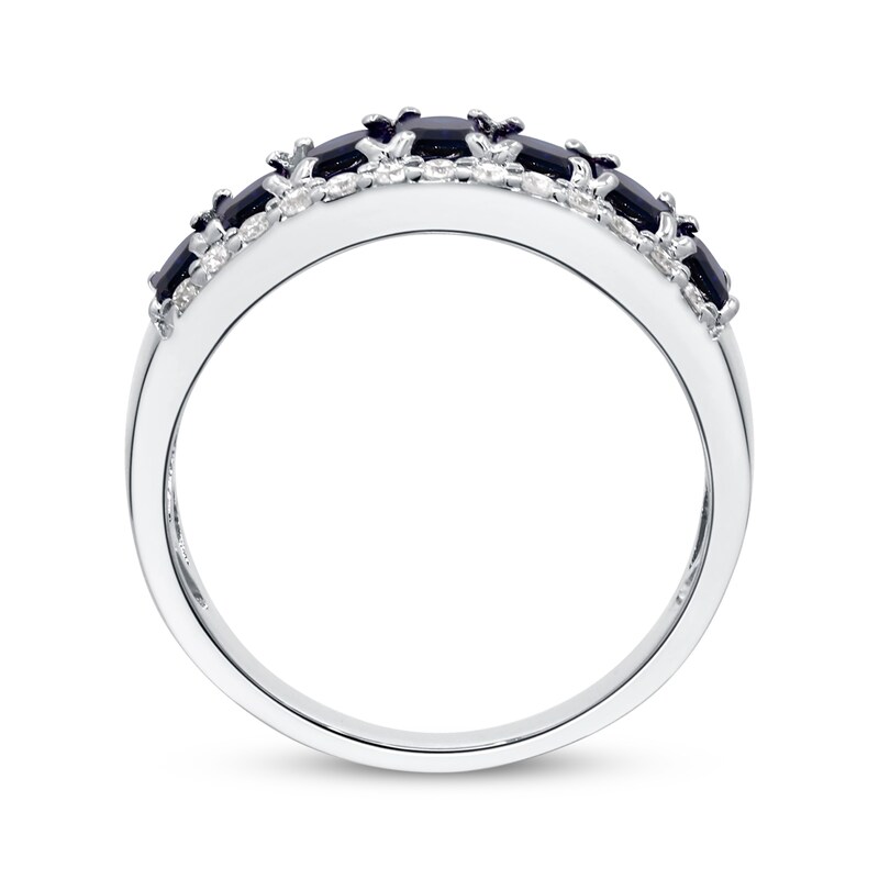 Main Image 2 of Emerald-Cut Natural Blue Sapphire & Diamond Ring 1/3 ct tw 14K White Gold