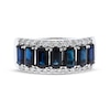 Thumbnail Image 3 of Emerald-Cut Natural Blue Sapphire & Diamond Ring 1/3 ct tw 14K White Gold