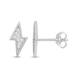 Diamond Lightning Bolt Stud Earrings 1/4 ct tw 10K White Gold
