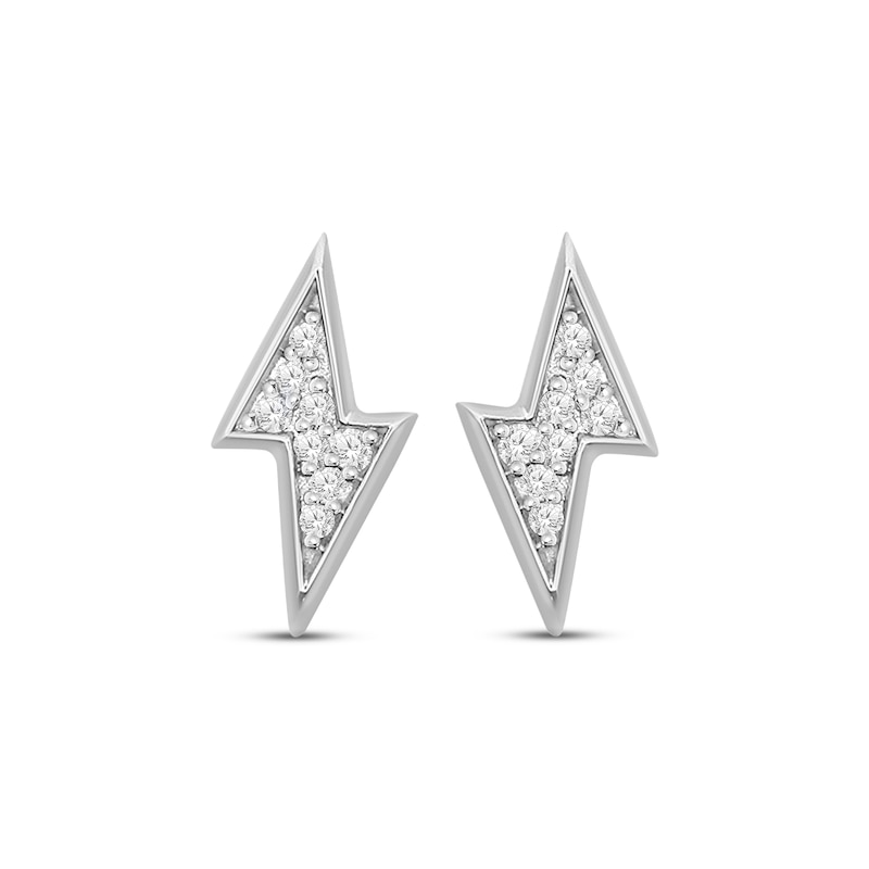 Diamond Lightning Bolt Stud Earrings 1/4 ct tw 10K White Gold