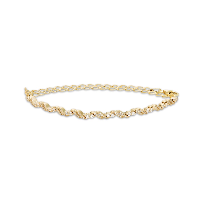 Main Image 1 of Diamond Adjustable Double S-Link Bracelet 1/2 ct tw 10K Yellow Gold