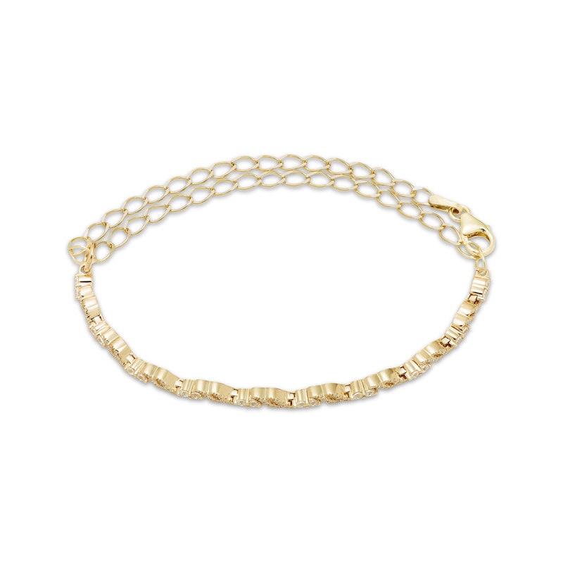 Main Image 2 of Diamond Adjustable Double S-Link Bracelet 1/2 ct tw 10K Yellow Gold