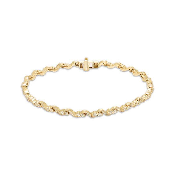 Diamond S-Link Bracelet 2 ct tw 10K Yellow Gold 7.25"