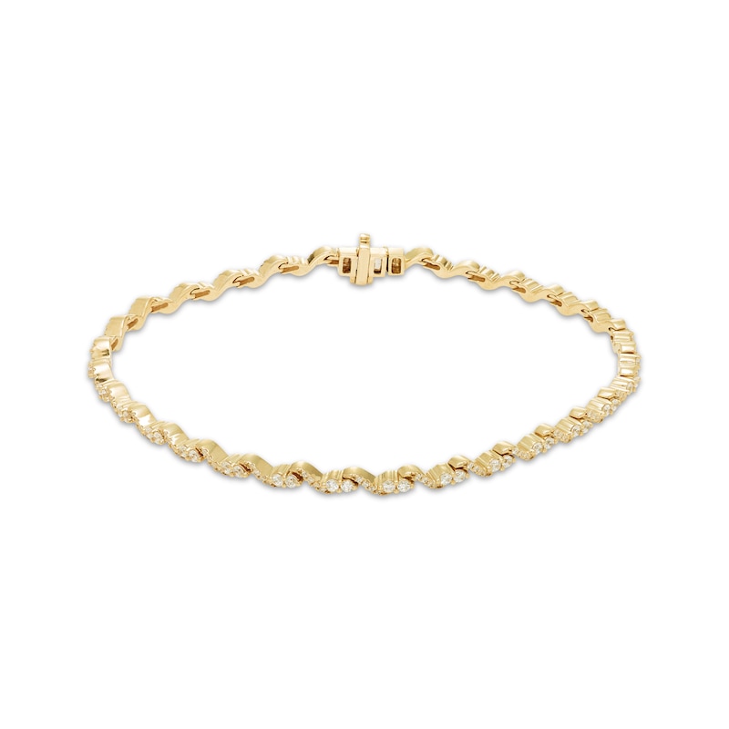 Main Image 1 of Diamond S-Link Bracelet 1 ct tw 10K Yellow Gold 7.25"