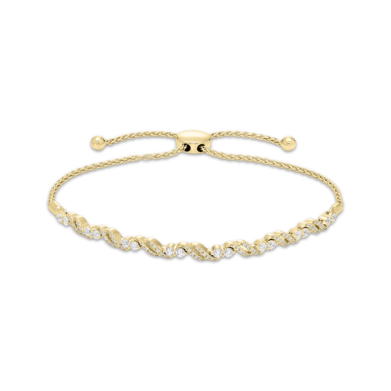 Main Image 1 of Diamond Double S-Link Bolo Bracelet 1 ct tw 10K Yellow Gold