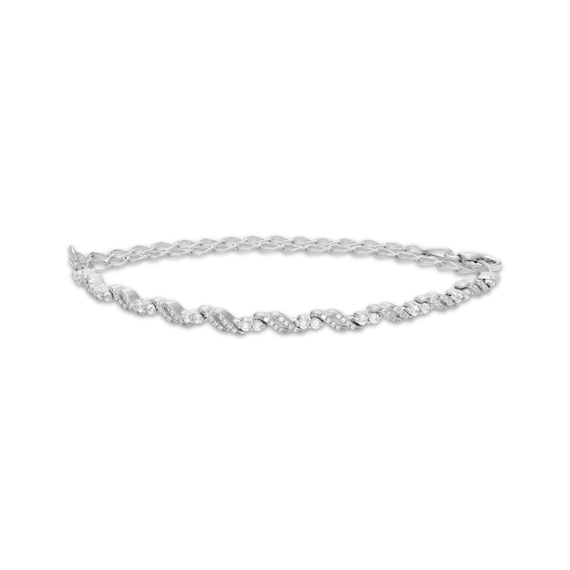 Main Image 1 of Diamond Adjustable Double S-Link Bracelet 1/2 ct tw 10K White Gold