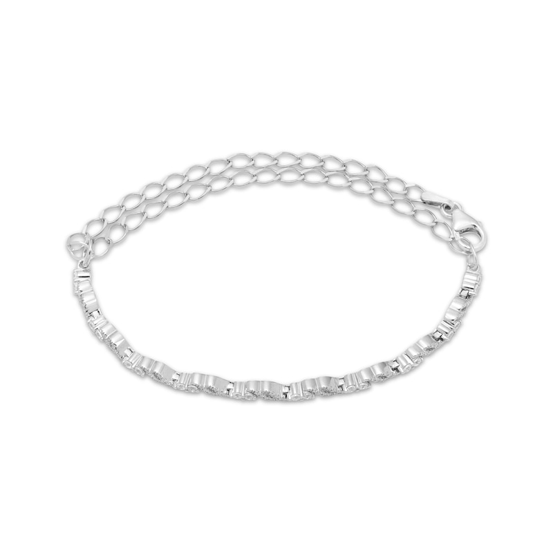 Main Image 2 of Diamond Adjustable Double S-Link Bracelet 1/2 ct tw 10K White Gold