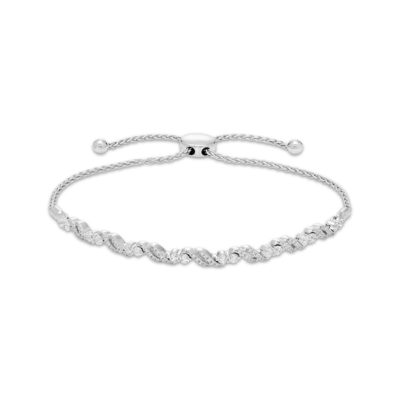 Main Image 1 of Diamond Double S-Link Bolo Bracelet 1 ct tw 10K White Gold