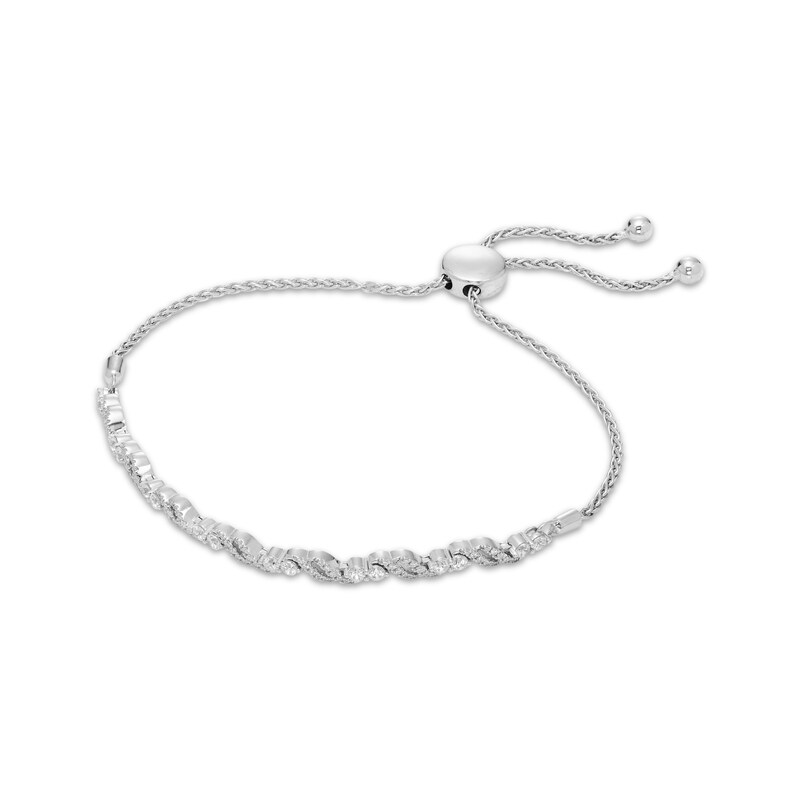 Main Image 2 of Diamond Double S-Link Bolo Bracelet 1 ct tw 10K White Gold