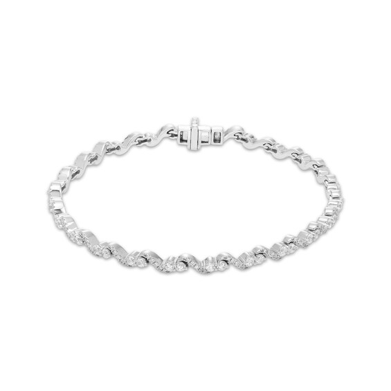Diamond S-Link Bracelet 2 ct tw 10K White Gold 7"