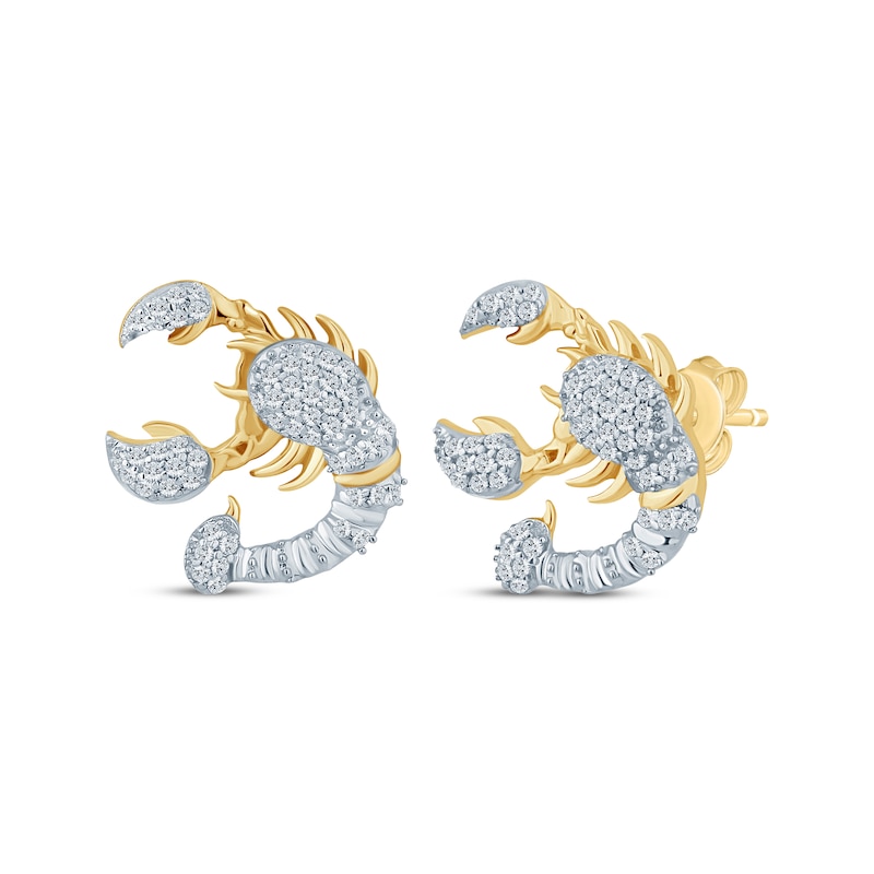 Main Image 1 of Men's Diamond Scorpion Stud Earrings 1/6 ct tw 10K Yellow Gold