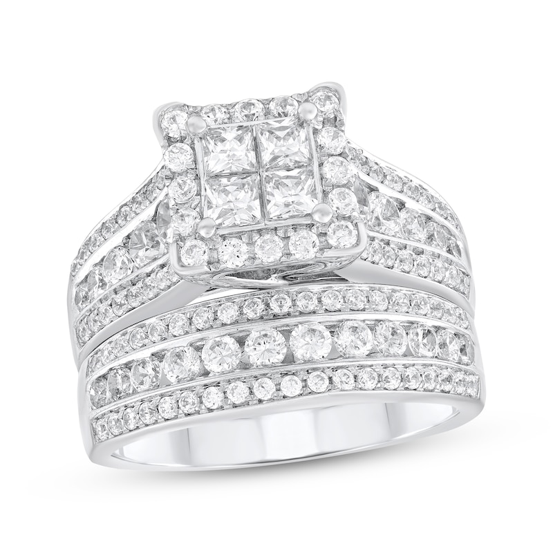 Main Image 1 of Adore Princess-Cut Diamond Quad Bridal Set 1-3/4 ct tw 10K White Gold