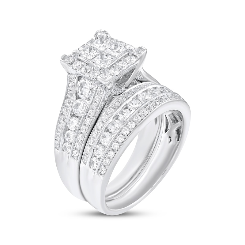 Main Image 2 of Adore Princess-Cut Diamond Quad Bridal Set 1-3/4 ct tw 10K White Gold