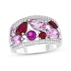 Thumbnail Image 1 of Multi-Shape Lab-Created Ruby, Pink & White Lab-Created Sapphire Ring Sterling Silver