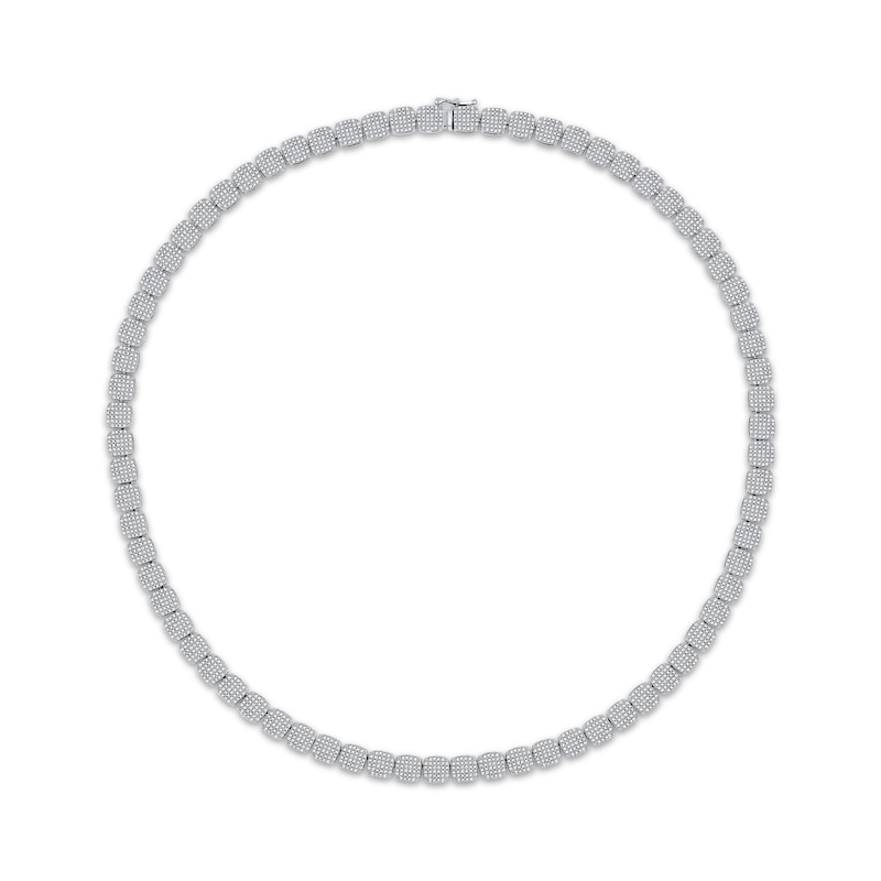 Main Image 1 of Men's Multi-Diamond Cushion-Shaped Link Necklace 4 ct tw 10K White Gold 22"