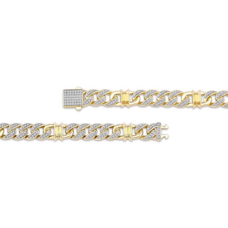 Main Image 2 of Men's Diamond Curb Chain & Spool Link Bracelet 2-1/2 ct tw 10K Yellow Gold 8.5"