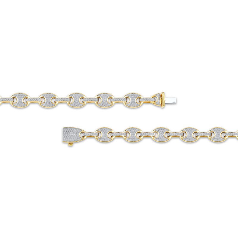 Main Image 3 of Men's Diamond Mariner Chain Bracelet 1-1/2 ct tw 10K Yellow Gold 8.5"