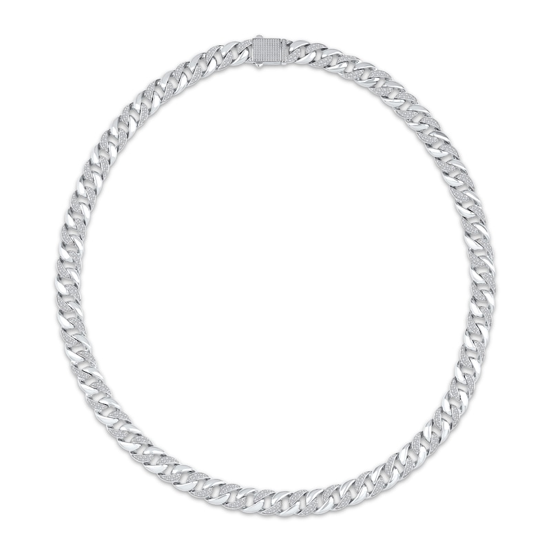 Main Image 1 of Men's Diamond Alternating Link Chain Necklace 2 ct tw 10K White Gold 22"