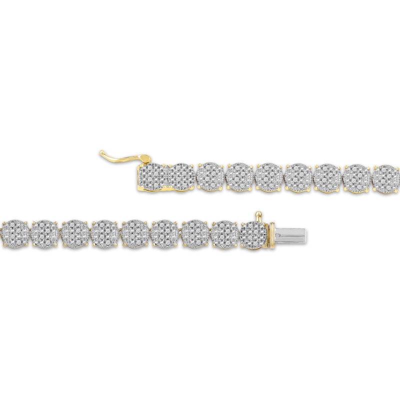 Main Image 2 of Men's Multi-Diamond Circle Link Necklace 2-1/2 ct tw 10K Yellow Gold 22"