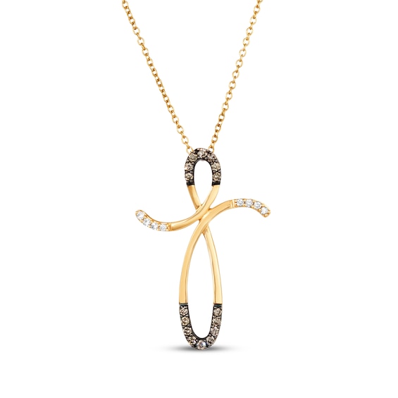 Le Vian Diamond Loop Cross Necklace 1/5 ct tw 14K Honey Gold 18"
