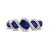 Thumbnail Image 3 of Oval-Cut Blue Lab-Created Sapphire & Diamond Ring 1/8 ct tw Sterling Silver