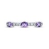 Thumbnail Image 3 of Sideways Oval-Cut Amethyst & Diamond Station Ring 1/10 ct tw Sterling Silver