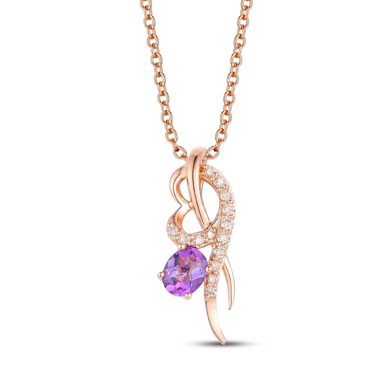 Main Image 1 of Le Vian Oval-Cut Amethyst Necklace 1/10 ct tw Diamonds 14K Strawberry Gold 19"
