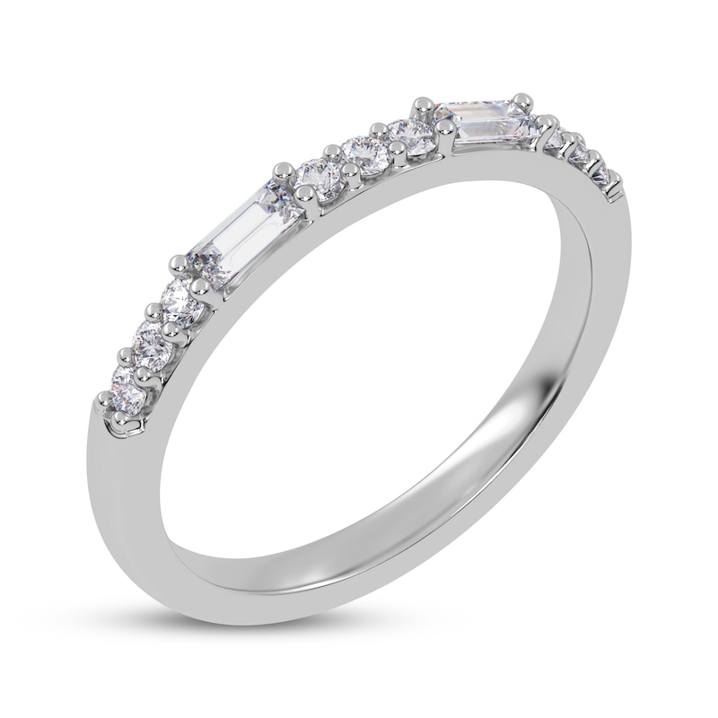 Main Image 2 of Adore Baguette & Round-Cut Diamond Alternating Anniversary Ring 1/4 ct tw 14K White Gold