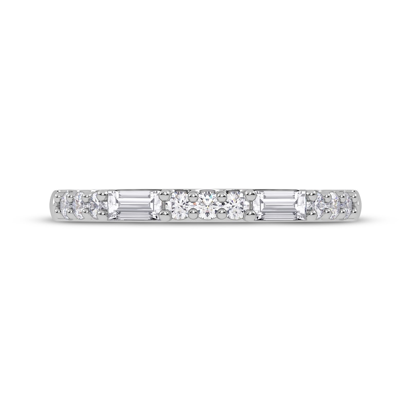 Main Image 3 of Adore Baguette & Round-Cut Diamond Alternating Anniversary Ring 1/4 ct tw 14K White Gold