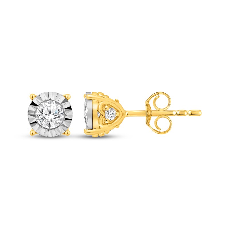 Main Image 3 of Diamond Solitaire Stud Earrings 1/2 ct tw 10K Yellow Gold (I/I3)