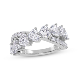 KAY Lab-Grown Diamonds Heart-Shaped & Round-Cut Crossover Ring 2 ct tw 14K White Gold