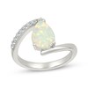 Thumbnail Image 1 of Pear-Shaped Lab-Created Opal & White Lab-Created Sapphire Bypass Ring Sterling Silver