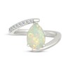 Thumbnail Image 4 of Pear-Shaped Lab-Created Opal & White Lab-Created Sapphire Bypass Ring Sterling Silver